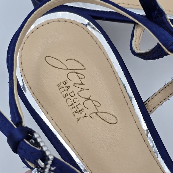 Jewel Badgley Mischka Dagny Strappy Low Block Heel Sandals, Navy Blue, Women 9.5 - Picture 5 of 16